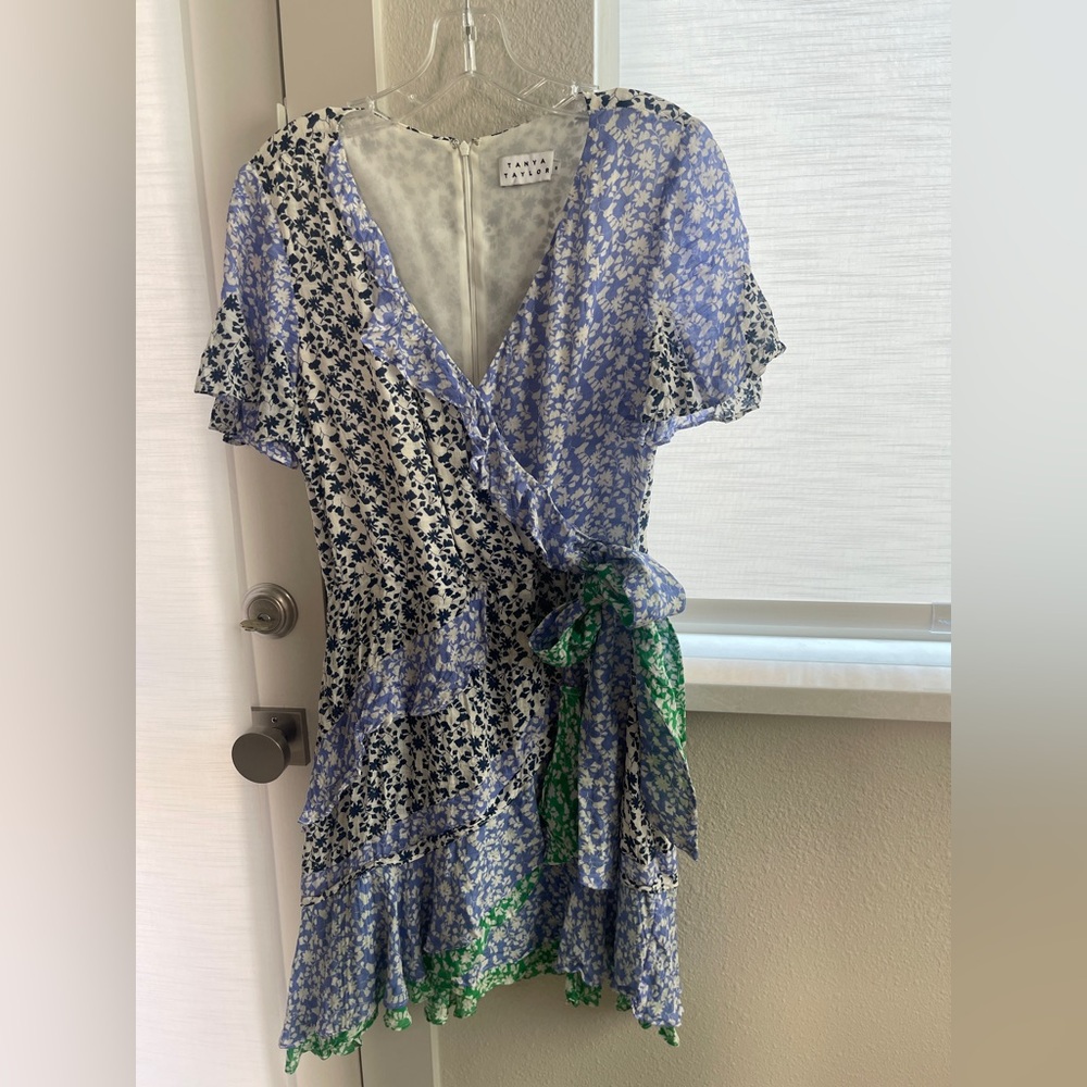 Tanya Taylor Blue and White Floral Dress size 8